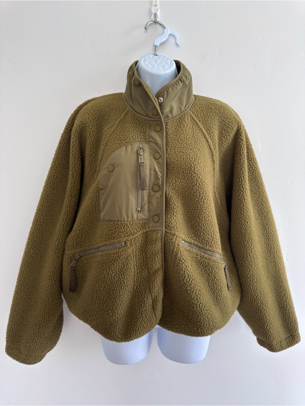 FP Movement Free People Hit The Slopes Fleece Jacket Army Olive Green M Outdoor
